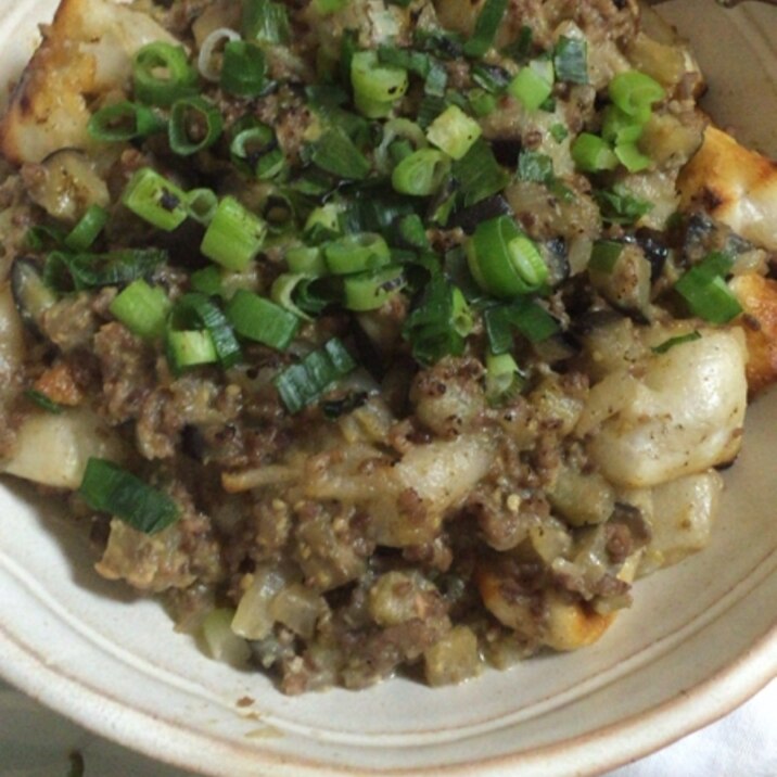 お餅の肉味噌あえ